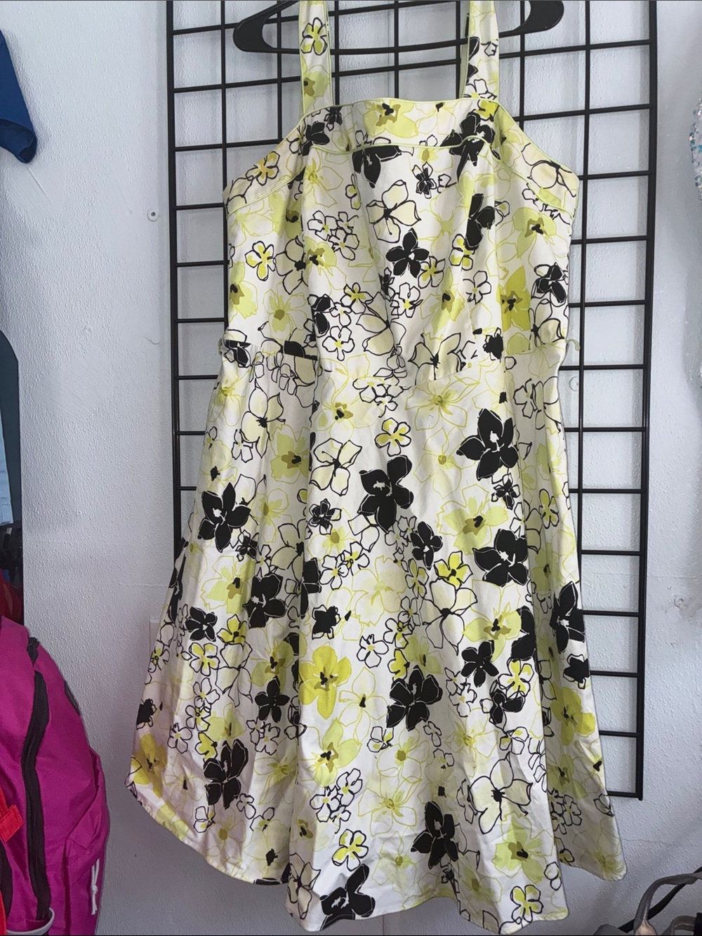 dressbarn Yellow Black White Floral Sundress
